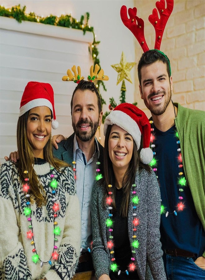 Traplace 4 PCS Christmas Light Up Necklaces, 8 LED Bulbs Light Up Christmas Necklace, 3 Modes Colorful Xmas Party Supplies for Women, Xmas Decor for Ugly Sweater Holiday Party Festive Gifts - Image 5